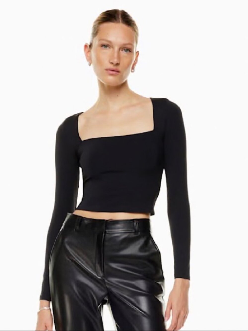 Aritzia Babaton Contour Squareneck Longsleeve Black - Size M